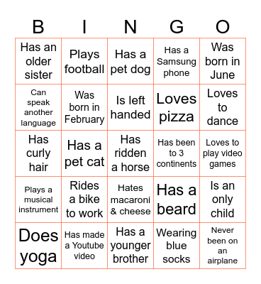 NextGen Networking Human Bingo Card