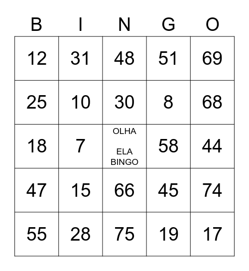 Ronaldo - BINGO de R$ 0,10 Bingo Card