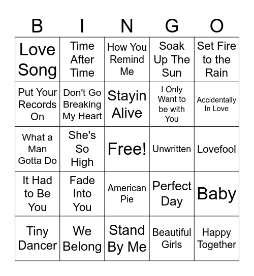 RomCom 2 Bingo Card