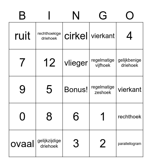 Meetkunde Symmetrie Bingo Card