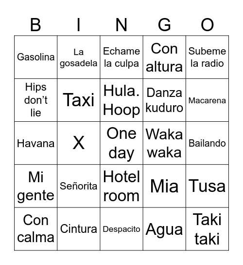 Chupitos Bingo Card