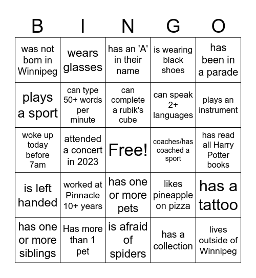 Find Someone Who: Bingo Card