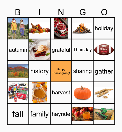 Thanksgiving Bingo Card