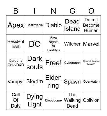 Sal monthly hyperfixations Bingo Card