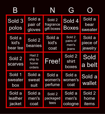 Black Friday Weekend Sales Bingo Card
