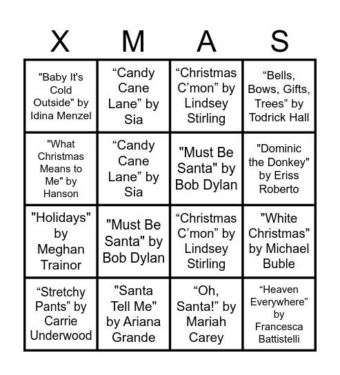 SHiNE Holiday Bingo Card