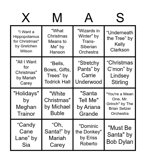 SHiNE Holiday Bingo Card