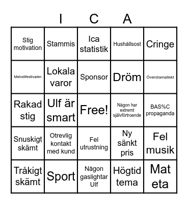 ICA-såpan Bingo Card