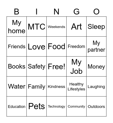 Teens-giving Thankful Bingo Card