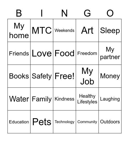 Teens-giving Thankful Bingo Card