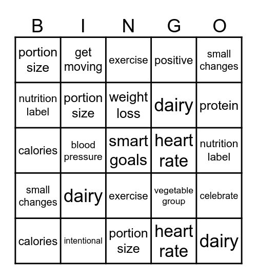 NUTRITION!! Bingo Card