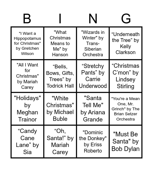 SHiNE Holiday Bingo Card