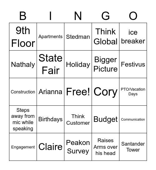 Chris-isms Bingo Card