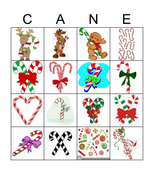 Candy Cane Bingo Card