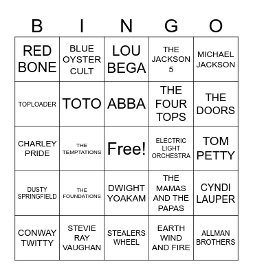 S  I  N  G  O Bingo Card