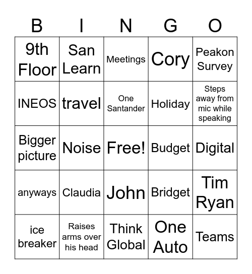 Chris-isms Bingo Card