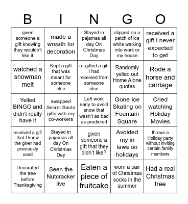 NEVER HAVE I EVER Bingo Card
