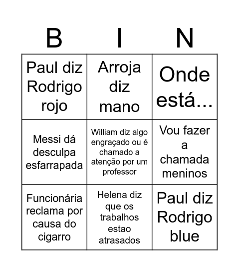 Bingo ESE Bingo Card