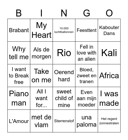 Bouwman Bingo party Bingo Card