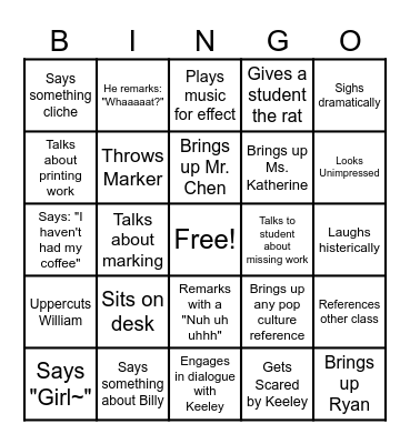 Mr. Lukianchuk Bingo Card