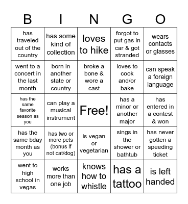 Find someone who... Bingo Card