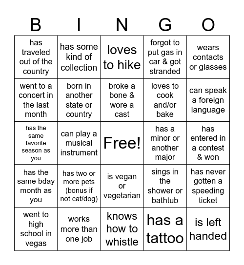 Find someone who... Bingo Card