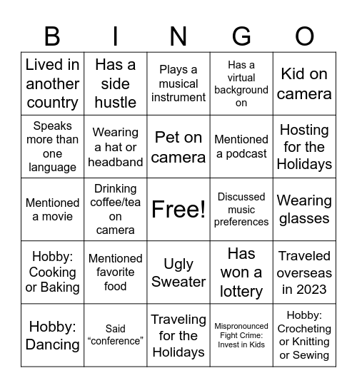 CSA Breakout Bingo Card