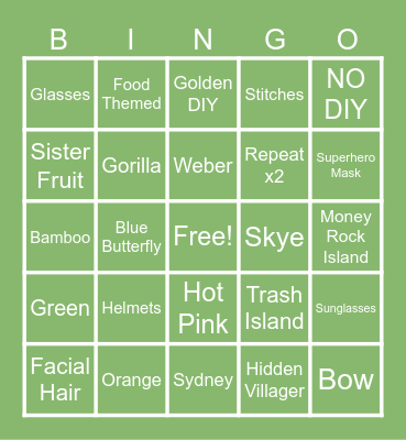 Chaos Bingo Card