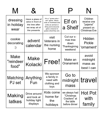 Holiday BINGO Card
