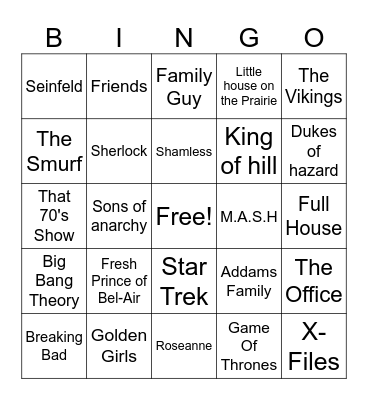 Popular Theme Songs Bingo Card