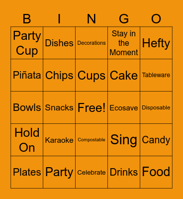 Tableware Bingo Card
