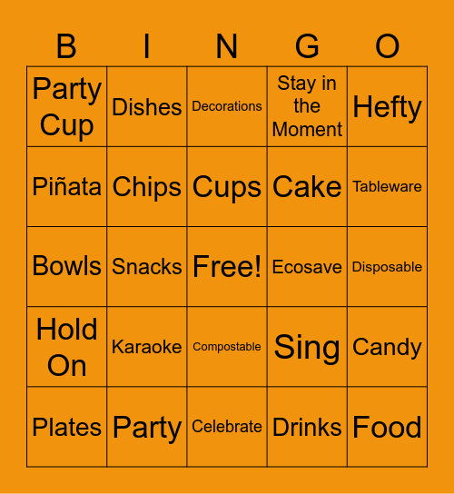 Tableware Bingo Card