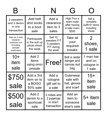 Black Friday Sale Fun Bingo Card