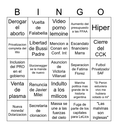 Bingo Libertario Bingo Card