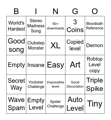 Recent Tab bingo Card