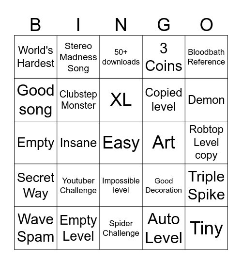 Recent Tab bingo Card