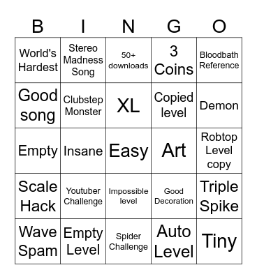 Recent Tab bingo Card