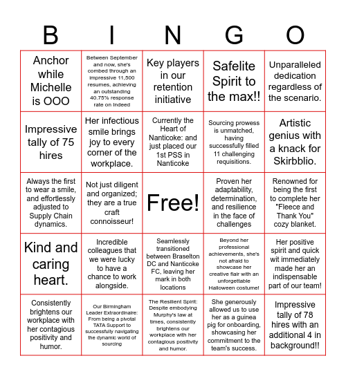 Supply Chain to Contact Center: Farewell Bingo Bash! Bingo Card