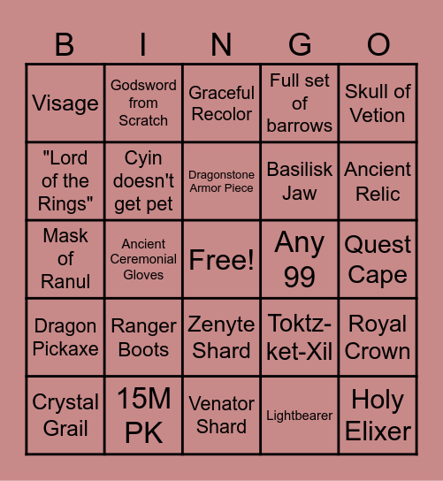 15 Pointers! Bingo Card