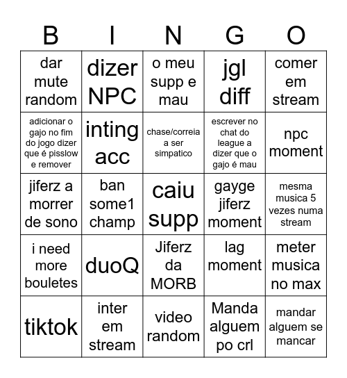 JIFERZBINGERZ Bingo Card