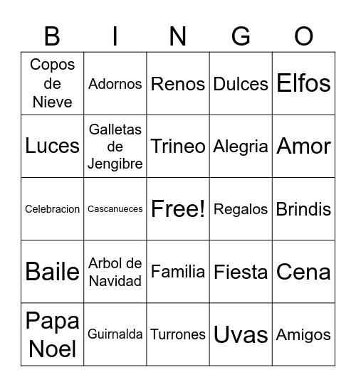 Fiesta de Navidad 2023 Bingo Card