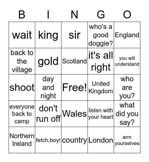 UK/Pocahontas Bingo Card