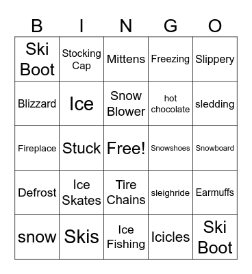 Winter Wonderland Bingo Card