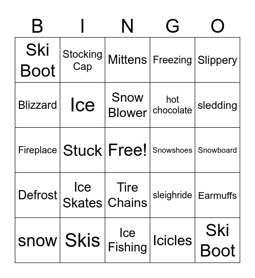 Winter Wonderland Bingo Card
