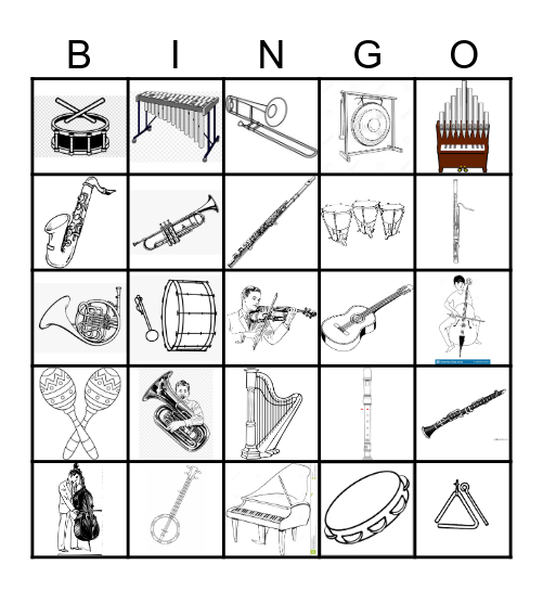 Musical Instruments Bingo Card