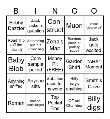 Curse of Oak Island Bingo Card