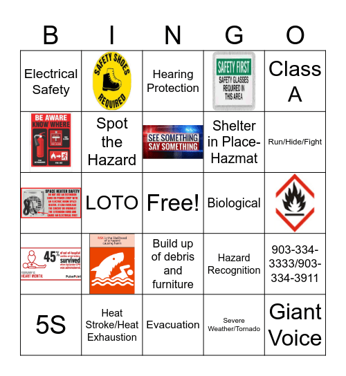 2024 Safety Stand Down Bingo Card