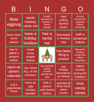 Virtual Holiday Bingo Card