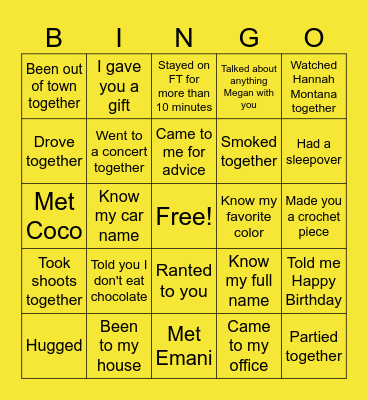 Shontavia's Bday Bingo Card