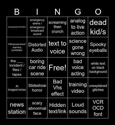 Bingo 1 Bingo Card